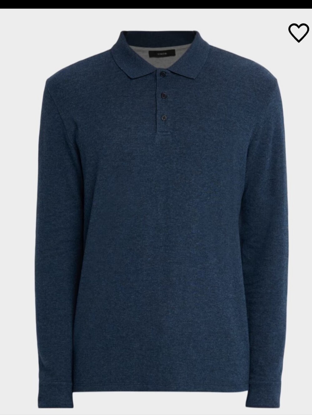 VINCE Heathered Blue Long Sleeve Polo Shirt Size Large